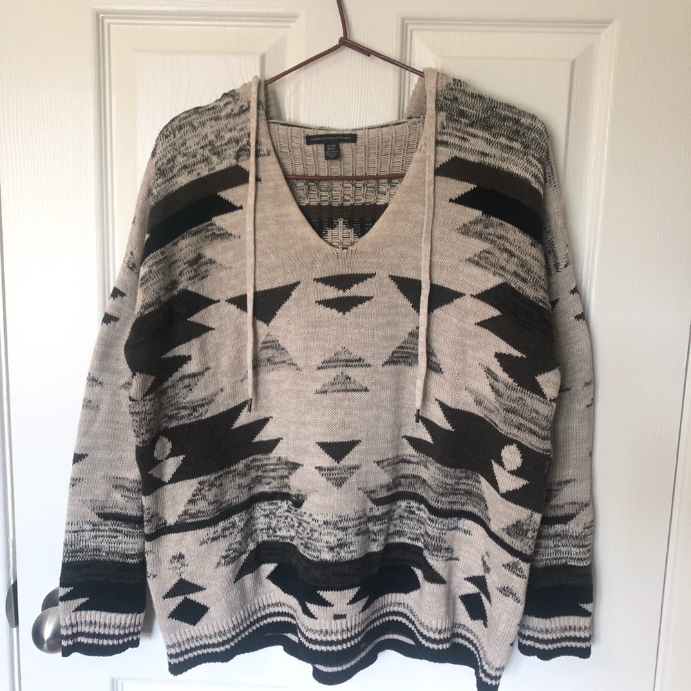 American Eagle Aztec Hooded Sweater
